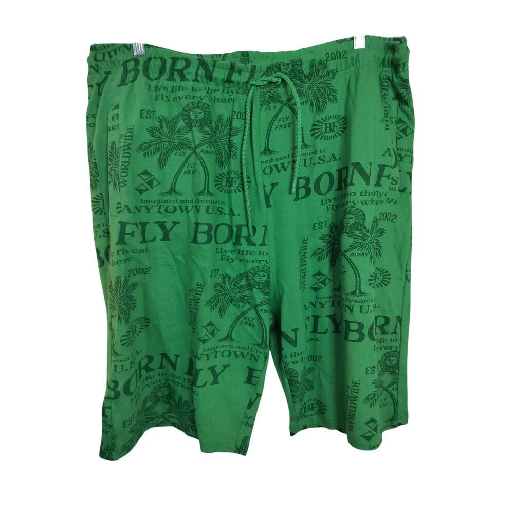 M617) Born Fly Green Tropical Sweat Shorts Size 3XL